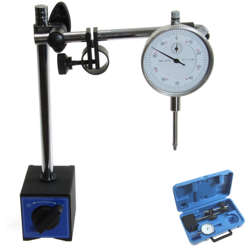Case Dial Indicator 1"/0.001" Long Range 80 lbs Magnetic Base Fine Aajustment