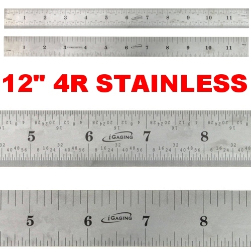 Igaging Ruler Stop w/ Machinist Ruler Scale SAE 4R 12" Stainless Steel 