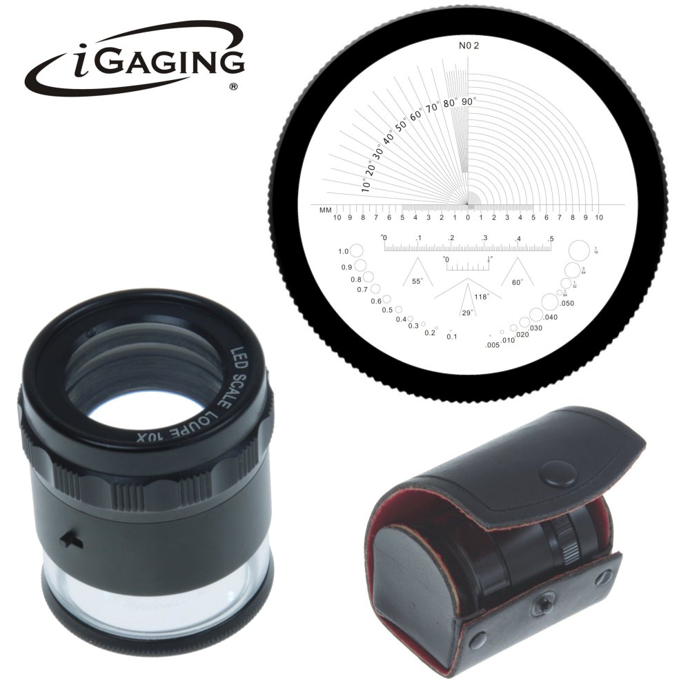 0.001/0.02 mm Magnifier Loupe with Scale Reticle LED Lighted Illuminated iGaging 36-LM60 Measuring Microscope 60X 