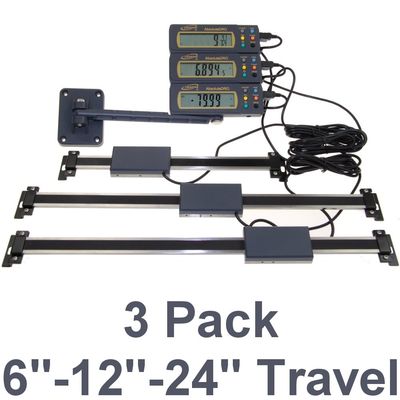 3 pc Set 6"-12"-24" Absolute Digital Readout DRO Stainless Steel Super High Accuracy w/Remote Reading