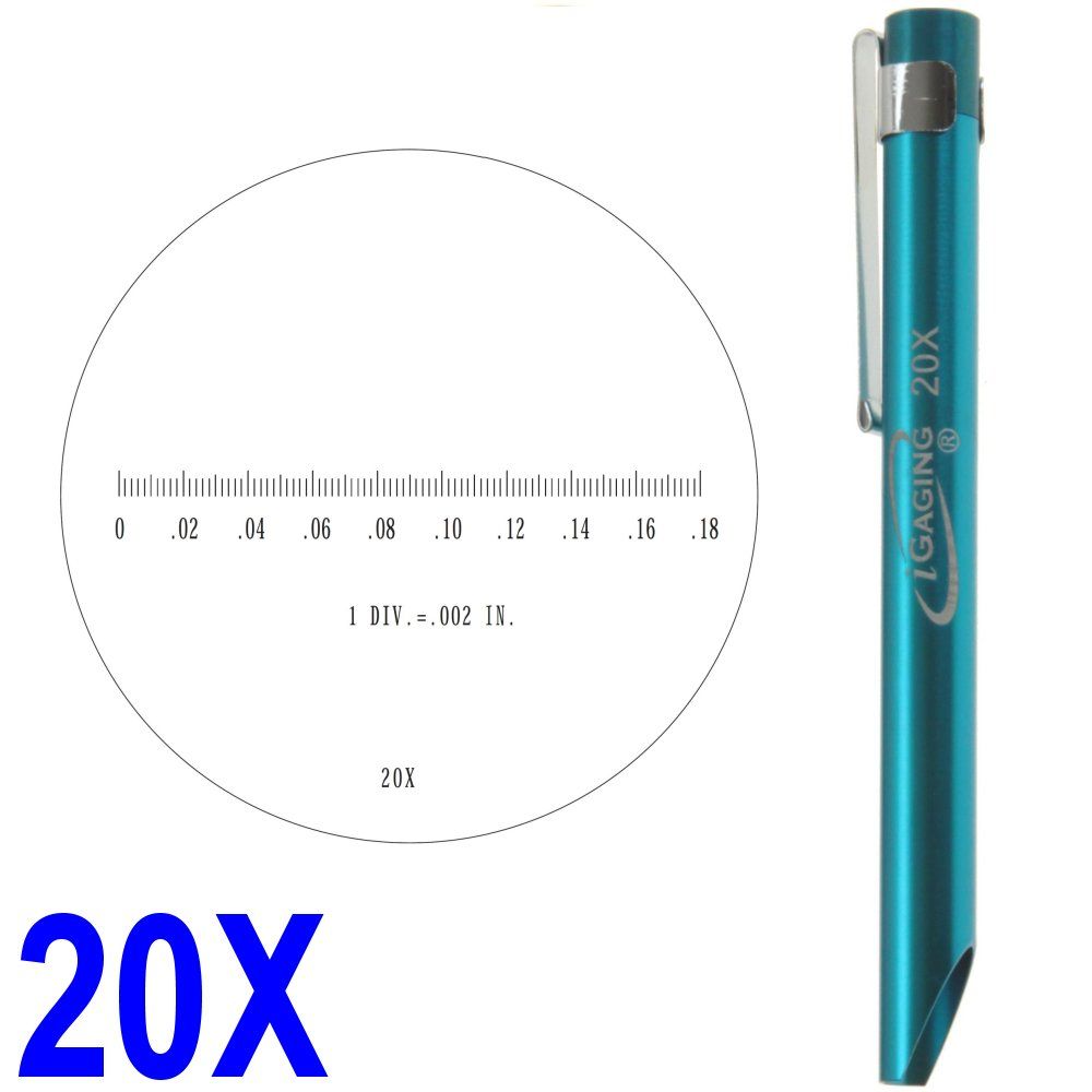 iGaging 36-PM20 Pocket Scope Magnifier Scale 20X Magnification Microscope Scale Range 0-0.18 0.19 Field of View