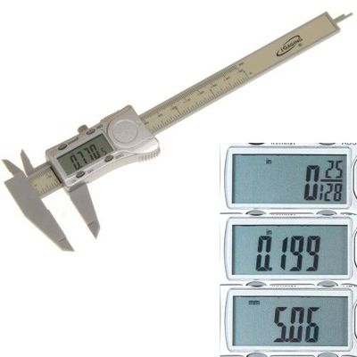 Electronic Digital Caliper 0-6" Display Inch/Metric/Fractions Polycarbonate Body